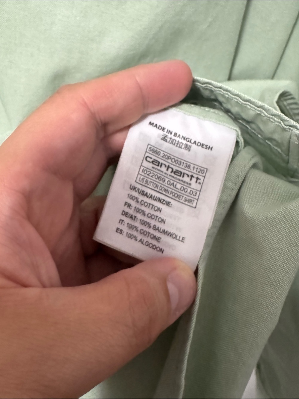 153 CARHARTT WIP Men's Cotton Regular Fit LS Button Down Pocket Shirt, Green, XL - Picture 7 of 8